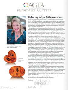 From Prism Volume 1 2023: Letter from Kimberly Collins AGTA Board President 