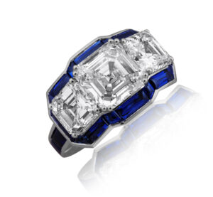 Expandable ring in 18K white gold with Diamonds (6.48 ctw.) and blue Sapphires (2.86 ctw.), $195,000; Picchiotti