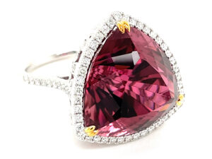 Ring in 18K white gold with a 24.42-carat trillion-shape rubellite Tourmaline (no heat) and Diamonds (0.76 ctw.), $45,000