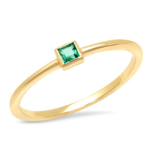 Pinky ring in 14K yellow gold with a Princess-cut Emerald, $250; Eriness