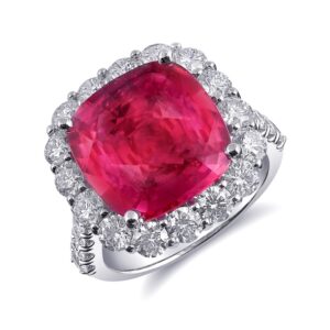 Platinum ring with a 7.25-carat pink Sapphire with Diamonds (2.06 ctw.) and a GIA report, $57,200