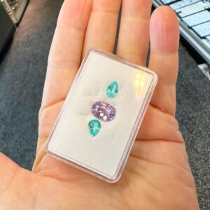 Layout for a ring with lavender Sapphire and Paraiba Tourmaline