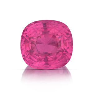Cushion-cut 14.29 ct. pink Spinel from Tanzania with no heat and a report from SSEF, $450,000 keystone; 100% Natural