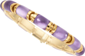 Bracelet in 18K gold with Amethyst cabochons and Mother-of-Pearl tablets, $5,000; Heritage Auctions 