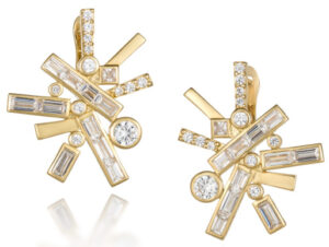 Earrings in 18K yellow gold with Diamonds (3.28 ctw.), Martha Seely