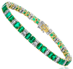 Bracelet in platinum and 18K yellow gold with Colombian Emeralds (8.63 ctw.) and Diamonds (2.52 ctw.), Equatorian Imports