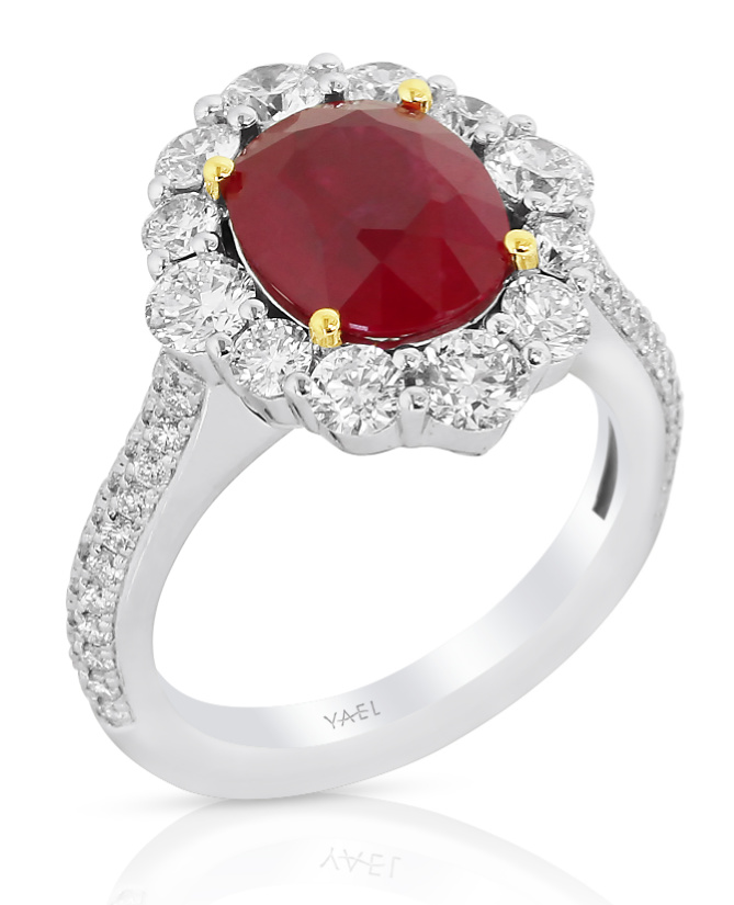 Ring in platinum with Ruby and Diamonds from Yael Designs