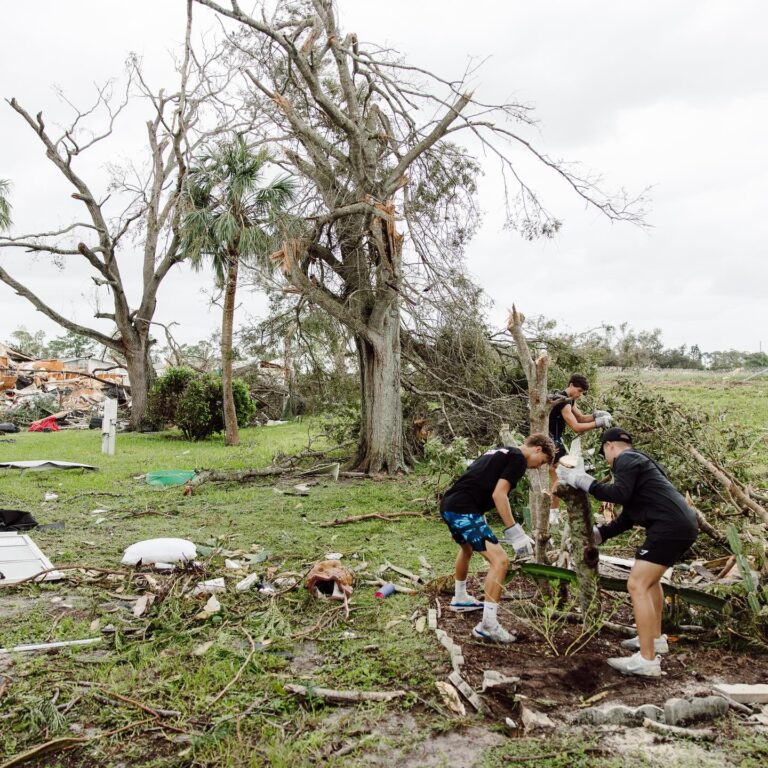 Members of the Christ Fellowship Missions helped those affected by Milton to board up homes and clean up debris and served hot meals to first responders and community officials. Source: @cf.missions